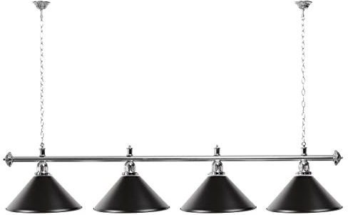Billiard-Royal Lámpara de billar con 4 sombrillas, color negro y plateado