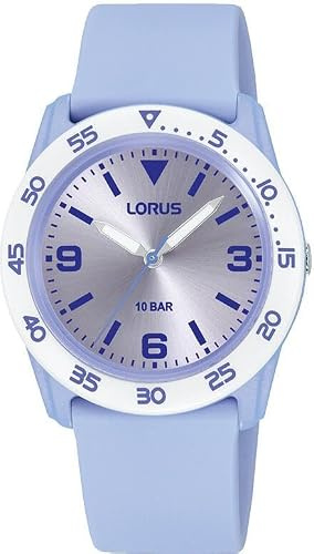 Lorus RRX91HX9 Girls' Analogue Quartz Watch with Silicone Strap, Purple-White, Strap.