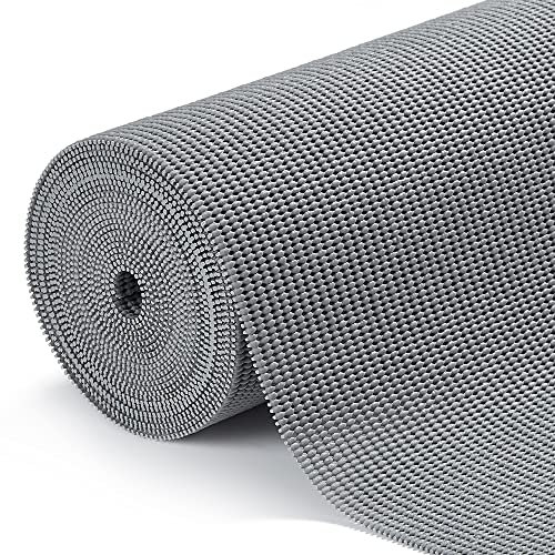GIOPACO X-Large Shelf Liners, 40cm x 600cm Washable Drawer and Shelf Liners Non-Slip Non-Adhesive for Kitchen Cabinet Drawer Liners Mat,Waterproof Refrigerator Mat/Pad/Liners for Shelves (Light Grey)