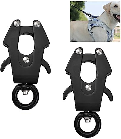 UFURMATE Lot de 2 clips grenouille en aluminium pour laisse de chien avec capacité de poids de 350 kg - Boucle à dégagement rapide - Clip pivotant à 360 degrés (anneau rond de 15 mm)
