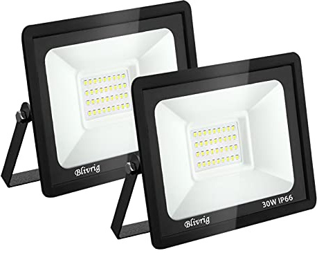 toobettp Focos LED Exterior 30W, 3000LM Floodlight Led Proyector 6500K Blanco Frío Foco Proyector LED IP65 Impermeable Focos LED para Garaje Jardín Patio Parque, 2 Pcs