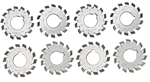 20° Gear Cutter, 8Pcs Gear Cutter, High Speed Steel Cutting Tool Industrial Supplies M1.5 20 5mm 6mm for Milling Gears, Square Nose End Mills