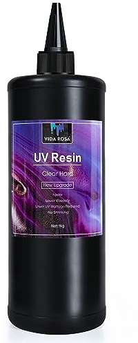 UV-Harz 1 kg - VIDA ROSA RESIN kristallklarer, härter UV-aushärtender Epoxidharz für die Herstellung von Schmuckstücken wie Anhängern, Ohrringen, Halsketten, Armbändern, Nagelkunstzubehör.