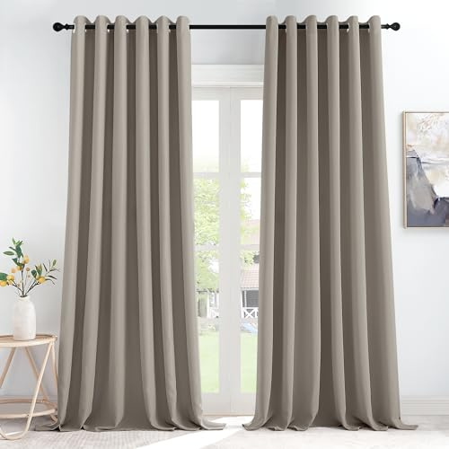KGORGE Raumteiler Vorhang Blickdicht Thermovorhang Hitzeschutz mit Ösen | Sandfarben,2er Set,H245 x B200 cm,Extra Breite Vorhang gegen Hitze,Verdunkelung,Sonnenschutz,für Wohnzimmer