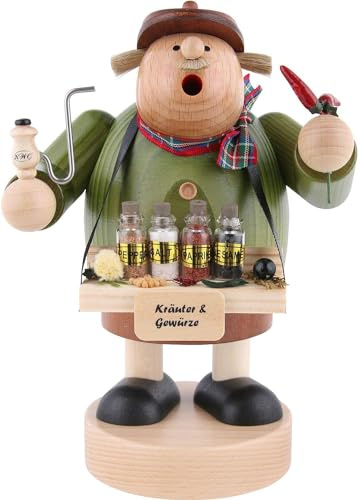 SAFE KWO Räuchermännchen Gewürzhändler, 18 cm, mit Holzscheiben | KWO Räuchermännchen Gewürzhändler, 18 cm, mit Holzscheiben zur geordneten Verwendung und Aufbewahrung; passend für den im