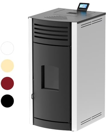 ROBIN WOOD- Enya Aqua Pelletofen Wassergeführt mit Wlan-Modul [12 KW, 15 KW, 18 KW, 24 KW, 30 KW] Energieeffizienzklasse A++/ A+ | Pelletheizung, Heizung (12 KW, Weiß)