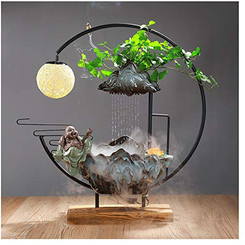 Fuente/Fuente de Interior Humidificador de Objeto de Fuente de Agua Zen, hogar de la Suerte, Sala de Estar, Oficina, Tienda, Accesorios de Escritorio, Regalo de Apertura Fuente Decorativa (Color : L