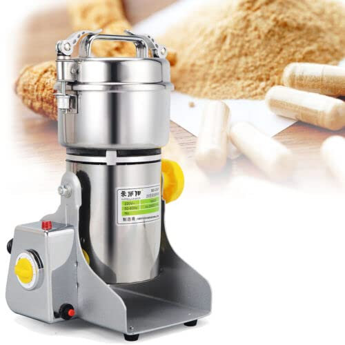 Electric Grain Grinder Mill Machine Herb Cereal Stainless Steel Powder Spice Bean Superfine Electric Grain Corn Flour Spices Cereal Dry Food Grinder Mill Wheat Feed Flour Powder Machine 304Stainless