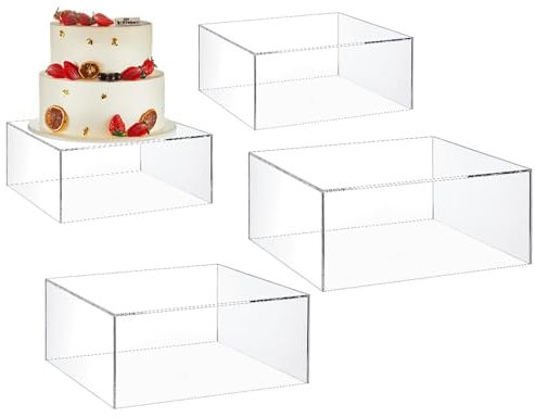 Acryl-Erhöhungen für die Präsentation - Sockel-Figuren-Präsentationsregal, Stabile 4 Stück Acryl-Riser | Transparentes, sicheres Präsentationsregal für Schmuck, Bastelarbeiten, Kerzen, Figuren,Parfüms