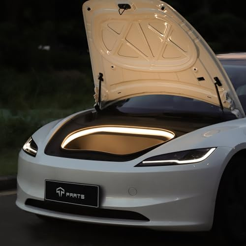 Tesla Model 3 Highland LED Light Strip Frunk Zubehör-Beleuchtung Ambiente – 3000K warmweiß, IP67, 6 W/m, Plug & Play, kompatibel ab Baujahr 2024 | Flexible Silikon Wasserdichte Innenbeleuchtung Bar Front Kofferraum Zubehör Ambient Lights