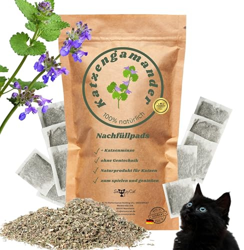 SNOOZYCAT® Premium Nachfüllpads 10 Stück – Katzengamander & Katzenminze, Duftpads zum Nachfüllen für Katzenkissen & Katzenspielzeug