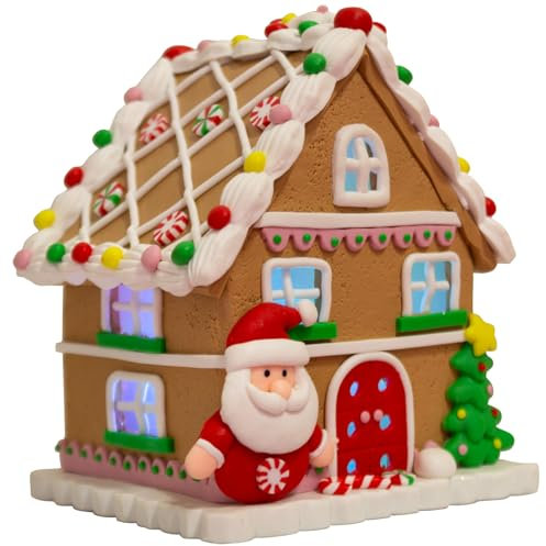 Christmas Paradise LED Lebkuchenhaus 14cm Weihnachtliche Dekoration Pfefferkuchenhaus Braun
