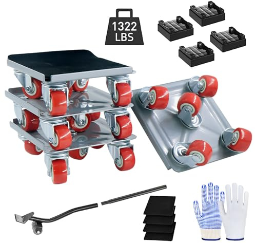Heavy Duty Furniture Movers with Wheels,Furniture Dolly 5 Wheels,Furniture Movers Sliders 360 Ratating,1322lbs/560kg Load Capacity,Furniture Lift Mover Tool Set for Sofa, Fridge,Washing Machine (Grey)