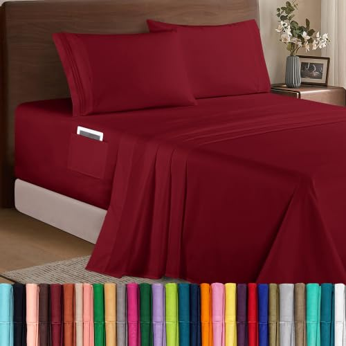 Elegant Comfort Luxury 1500 - Juego de sábanas de Microfibra hotelera, 4 Piezas, Suave, elástica de 18 a 24 Pulgadas de Profundidad, sábanas de Bolsillo extraprofundo, tamaño Queen,