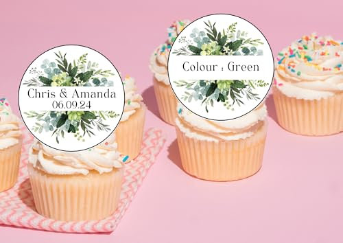 20 x EDIBLE Personalised Wedding cupcake toppers wafer/icing uncut WEDDING/ENGAGEMENT/ (wafer card, Blue/Pink)