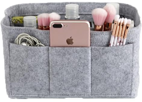 Filz Innentasche 1 Stk Taschenorganizer mit Mehrere Fächer Entnehmbare Taschenorganizer Shopper Bag Organizer Filz-Kosmetiktasche für Handtaschen Geldbeutel-Einsatz Reisetasche Größe XL(Grau4#)