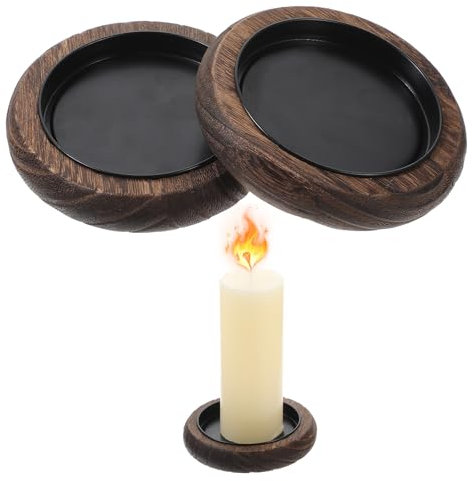 AOZUO 2 Stück Holz Kerzenhalter, Durchmesser 10.7 cm, Kerzenteller für Stumpenkerzen, Kerzenständer, Stumpenkerzen, Kerzen Untersetzer Runde, Kerzenuntersetzer für Wohnzimmer