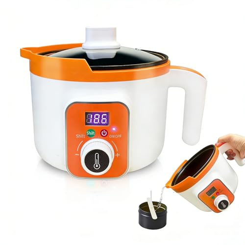Fondicera Digitale con Beccuccio Versatore per la Produzione di Candele – Pentolino Elettrico con Indicatore di Temperatura e Spegnimento Automatico