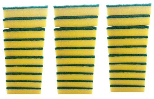 Pack of 30 Scrub Sponge Scourer Washing Up Sponges Dual-Sided Size:11 x 7 x 2 cm, 4.3 x 2.8 x 0.80”