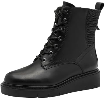 TAMARIS dam komfort spets boot platt halvlång stövel, svart, 39 EU