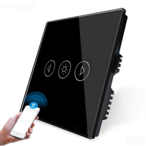 KONOQ Glass Panel Smart Touch Light Switch - WIFI Dimmer (Black, 1 Gang)
