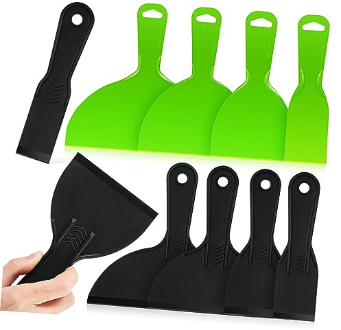 Hemobllo Spatola in plastica, 10 pezzi, con protezione del manico, riutilizzabile, per lavori di riempimento su pareti e carta da parati, strumenti per pittura