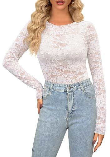 Mujer Camiseta Transparente Manga Larga Camiseta Sexy Malla Top Elegante Camiseta Rejilla Slim Chic Blouses Sheer Clubwear Casual T-Shirt