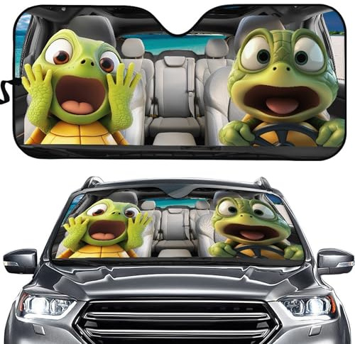 Auto Sonnenschutz Frontscheibe, Lustige Tiere Design, Universal Größe, UV-Schutz Windschutzscheiben Abdeckung, Faltbare Sonnenblende (Niedliche Cartoon-Tiere)