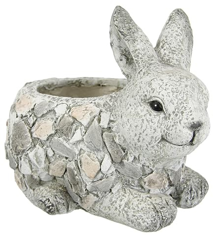 Flair Flower Blumentopf Hase aus Magnesia 21x33x27cm Kübel Pflanzkübel Blumenkübel Pflanzgefäß Blumenständer Deko Tier zum Bepflanzen für Sukkulenten Gartendeko Terrassendeko, Hase