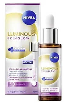 NIVEA Luminous 630 - Sérum Skin Glow - Soin Visage Anti-Taches - Hydrate & Affine Les Pores - Thiamidol Breveté, Niacinamide & Aloe Vera - Vegan - Tous Types De Peaux - 30 ml
