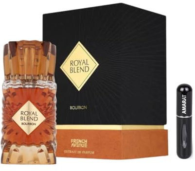 Profumo Royal Blend Bourbon Extrait di Parfum 100 ml, profumo arabo unisex a lunga durata, include nebulizzatore, fragranza orientale e legno con note di whisky, cannella e quercia