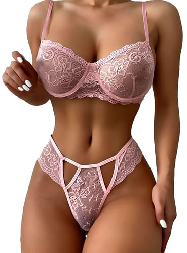 MIZSPISE Sexy Dessous Set Damen (Rosa, XL)