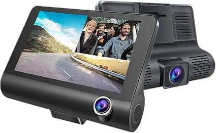 SQUADO Dash Cam Auto 3 Telecamere, Videocamera Auto Anteriore e Posteriore, Schermo LCD 10,8 cm, Registrazione Simultanea