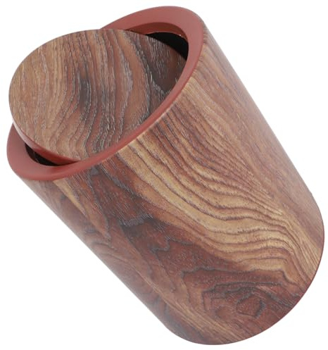 ELAYARD Cubo de Basura Automático con Tapa Abatible y Diseño de Imitación Madera, Capacidad Moderada, Plástico Resistente para Cocina y Dormitorio