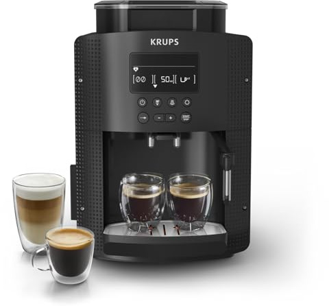 Krups Essential, Machine espresso entièrement automatique, Réglage de la longueur du café, 3réglages de mouture, Buse vapeur, EA81P8E0, Noir