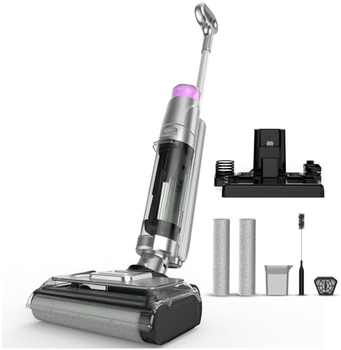 PuraLuce Aspirapolvere Lavapavimenti Senza Fili, 45 Min di Autonomia, 17,5KPa di Potente Aspirazione, Lavapavimenti Senza Filo Intelligente con Autopulizia e Auto-Asciugatura (W13)