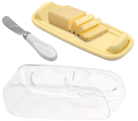 Bavokon Beurrier avec Couvercle pour Plan de Travail,Récipient à Beurre - Plat de Service Transparent -Frais avec Coupe-Fromage pour Cuisine Frigo Plan de Travail