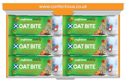Confectious Bakery Apple and Cinnamon Oat Bite, Vegan Snack Bars with Seeds and Fruit, 35g, 6 Pack
