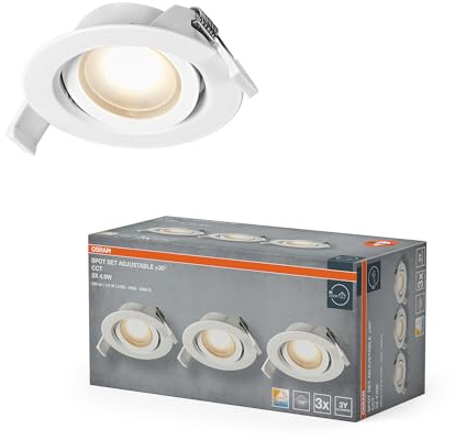 OSRAM Spot Set Faretto LED da incasso CCT orientabile bianco | Spot Set Recess CCT, Spot lights and ceiling spots, Bianco, 25000 h, confezione da 3