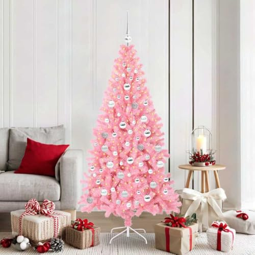 Generico Albero di Natale con 300 LED con Supporto Rosa 180 cm PVC,Decorazioni Natalizie,Alberi di Natale-3396434