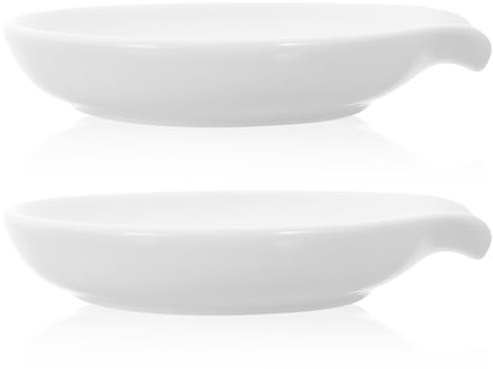 Gadpiparty Soporte de Cerámica para Cucharas de Café y Sopa, 2 Piezas, Color sin Esmaltar, Portacucharas para Cocina, Apto para Lavavajillas, Adecuado para Encimera y Mesa