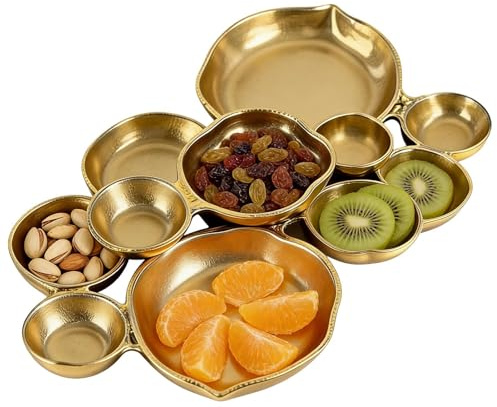 Juego de tazas de servicio conectadas de racimo, decoración de mesa retro de metal, bandeja de servicio, color dorado y de racimo, para aperitivos de frutas y buffet, fiestas de boda, recepción