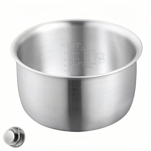Olla interior de acero inoxidable 316 compatible con ollas de arroz Tigre, compatible con referencia de olla interior BXA10C, inserto sin revestimiento de 3L 5.5 tazas para un rendimiento de cocción
