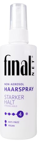 Final Net Haarspray Damen Starker Halt - Anti-Frizz Föhnspray - 125 ml | Extra starkes Volumen Hairspray ohne Treibgas mit Haltegrad 4. Vegane Formel gegen Frizz und fliegende Haare. Non-Aerosol.