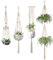 Mkouo Blumenampel Makramee Pflanzenhalter Set of 4 Indoor Wandbehang Pflanzer Korb Blumentopf Halter Boho Home Decor Geschenkbox, Beige