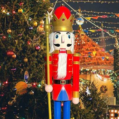 CDL 150 cm géant 5 Pieds Neuf Décoration de Noël en Bois Casse-Noisette Roi K08
