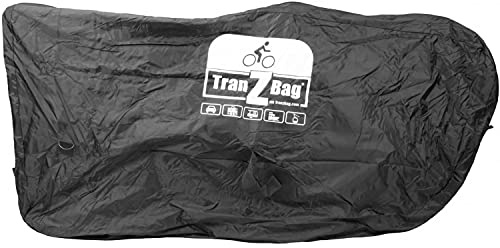 TranZbag ORIGINAL Fahrrad Transporttasche, Transportschutz für 26 bis 29+ Laufräder (faltbar, minimales Packmaß, Schultertragegurt, universell einsetzbar, Doppel-Reißverschluss), Schwarz