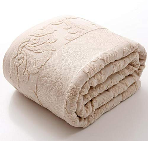NANXCYR Duvetsteppdecke Sommer Handtuch Quilt, leicht kühles Handtuch Decke atmungsaktiv weiche flaumige Sommerdecke aus Reiner Baumwolle Frottee, 220 * 240 cm,Braun