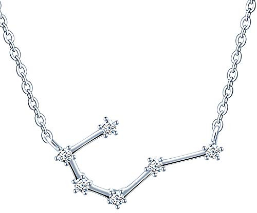 MicVivien Collana Donna Argento 925 Zirconia Cubica con Ciondolo 12 Costellazione, Oroscopo, Stella, Segno Zodiacale Collana con Pendente Gioielleria