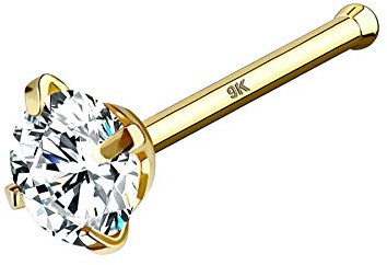 OUFER Body Piercing 14K Piercing Nez Or 20G Clou de Nez Stud en Forme de L Vis Nasale avec CZ Brillant Piercing Nasale Anneau pour Femme Cadeau Fille Bijoux Piercing Corps